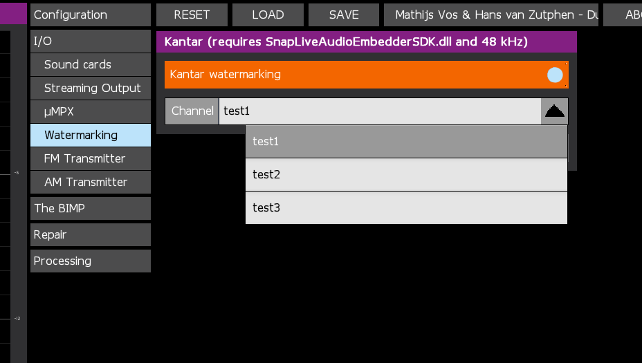 Kantar configuration in Stereo Tool