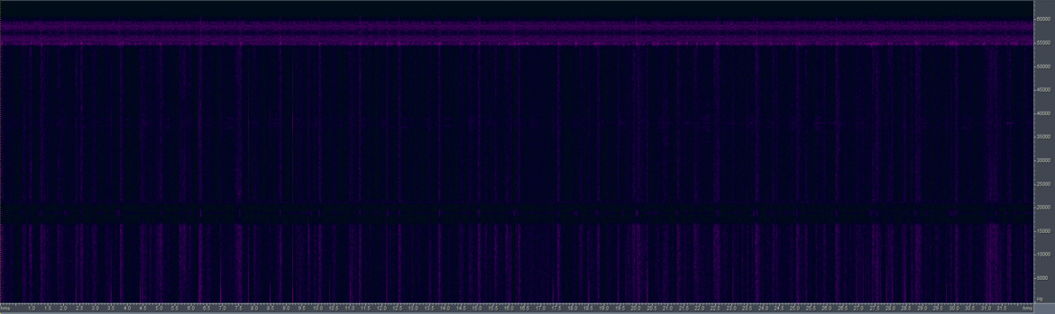 Spectral frequency display of the difference between the original MPX signal and the decoded signal at 800 kbit/s