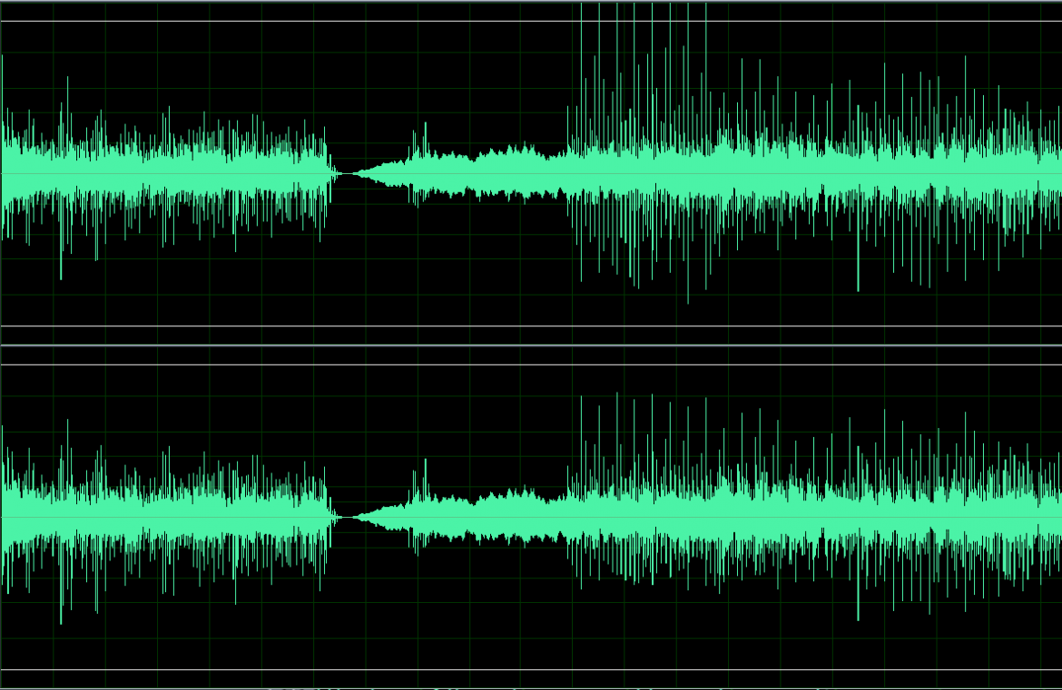 Audio without and with Intellilimit